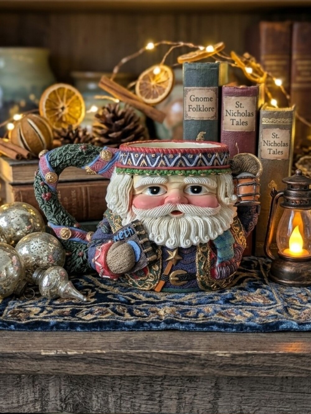Festive Santa Face Mug Multi-Color Holiday Festive Christmas Resin Decor Gift